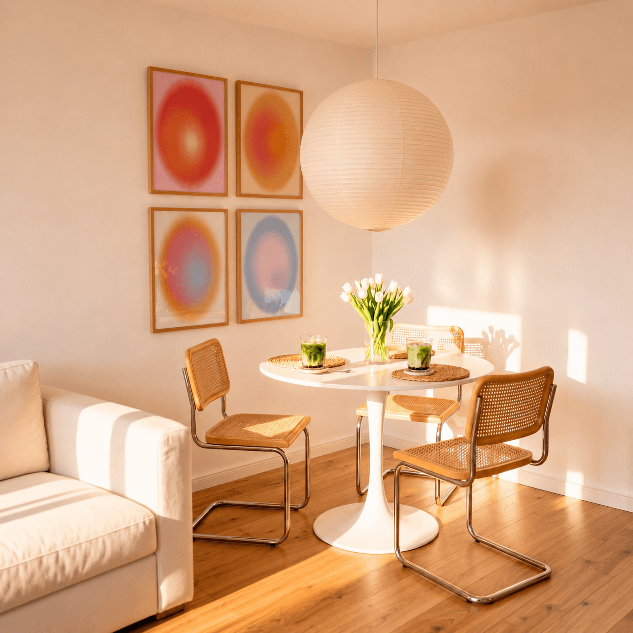 Modern aura wall art bundle featuring Aura Blue, Aura Gradient, Summer Orange Aura and Pink Aura, designed to create a calming and colourful gallery wall by EDGE Wall Art Australia.