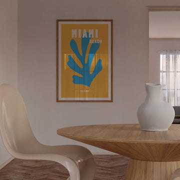 Miami Beach travel print inspired by Assouline coffee table books, perfect for adding vibrant tropical energy to modern interiors. Captures Miami’s iconic beachside allure.