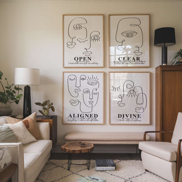 A poetic 4-print collection that reflects the emotional journey from vulnerability to clarity, alignment, and inner peace. Includes Open, Clear, Aligned, and Divine. Free shipping in Australia. 2PrintsFor$100 offer applies.v