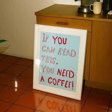 “I Need Coffee” Quote Print in black and white framed wall art – Available in more colour options – EDGE Wall Art Australia