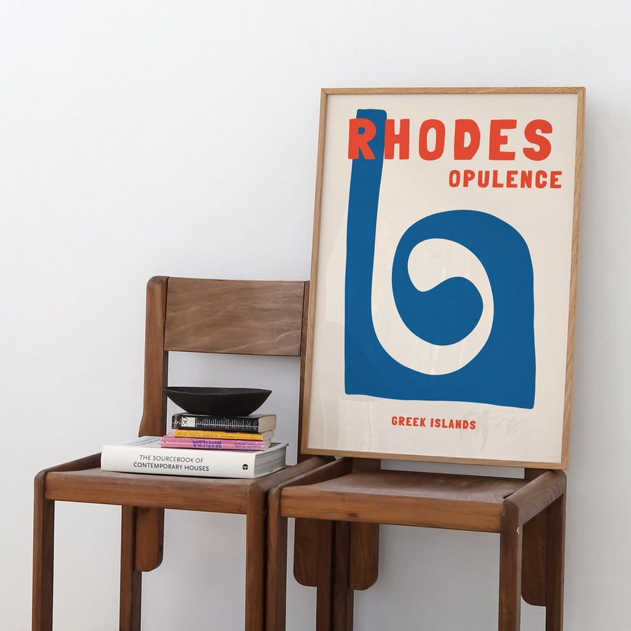 Rhodes Greece travel print inspired by Assouline coffee table books, ideal for Mediterranean or modern coastal interiors. Captures the timeless beauty of Rhodes.