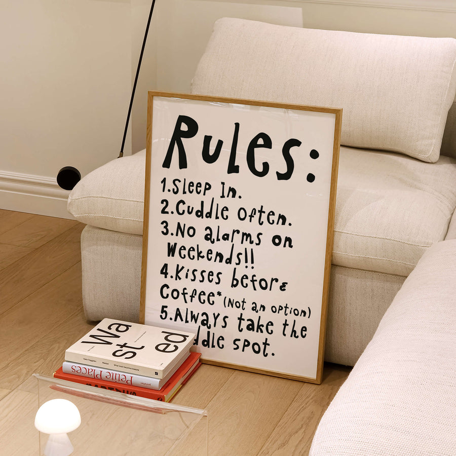 Bed Rules* Wall Art Print – Fun Bedroom & Couple Decor – Get 2PrintsFor$100 that comes with Free Shipping 🚚💫 in Australia.