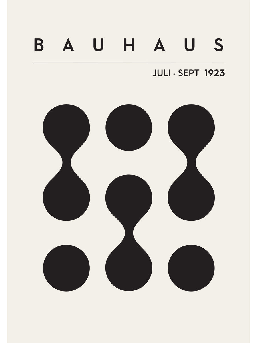 Bauhaus design with black abstract shapes on a beige background