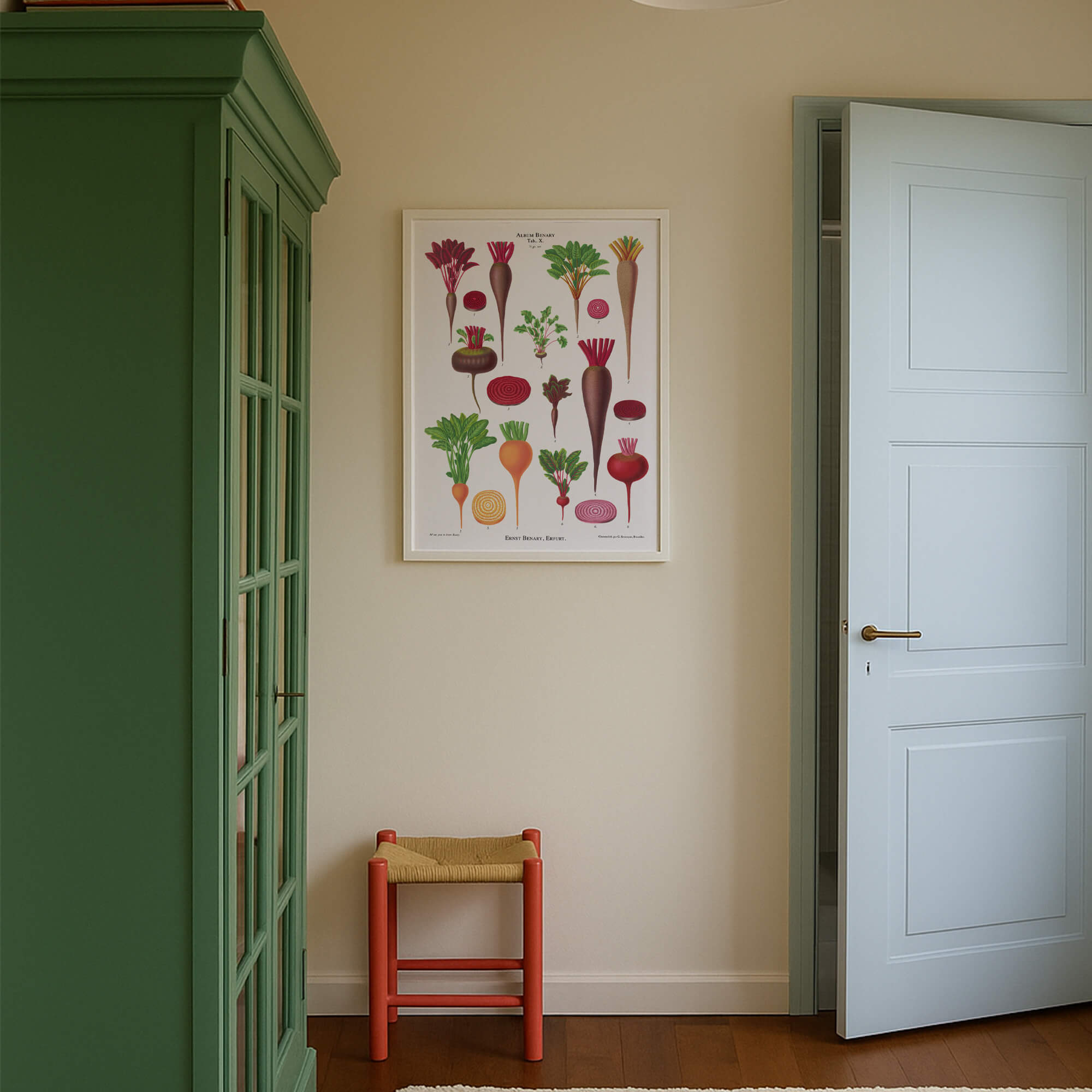 Vintage beetroot botanical wall art print with restored antique details and natural imperfections. Get 2 Prints for $100 with Free Shipping in Australia.