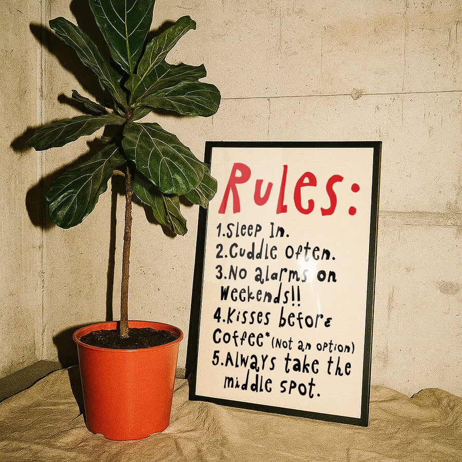 Bed Rules* Wall Art Print – Fun Bedroom & Couple Decor – Get 2PrintsFor$100 that comes with Free Shipping 🚚💫 in Australia.