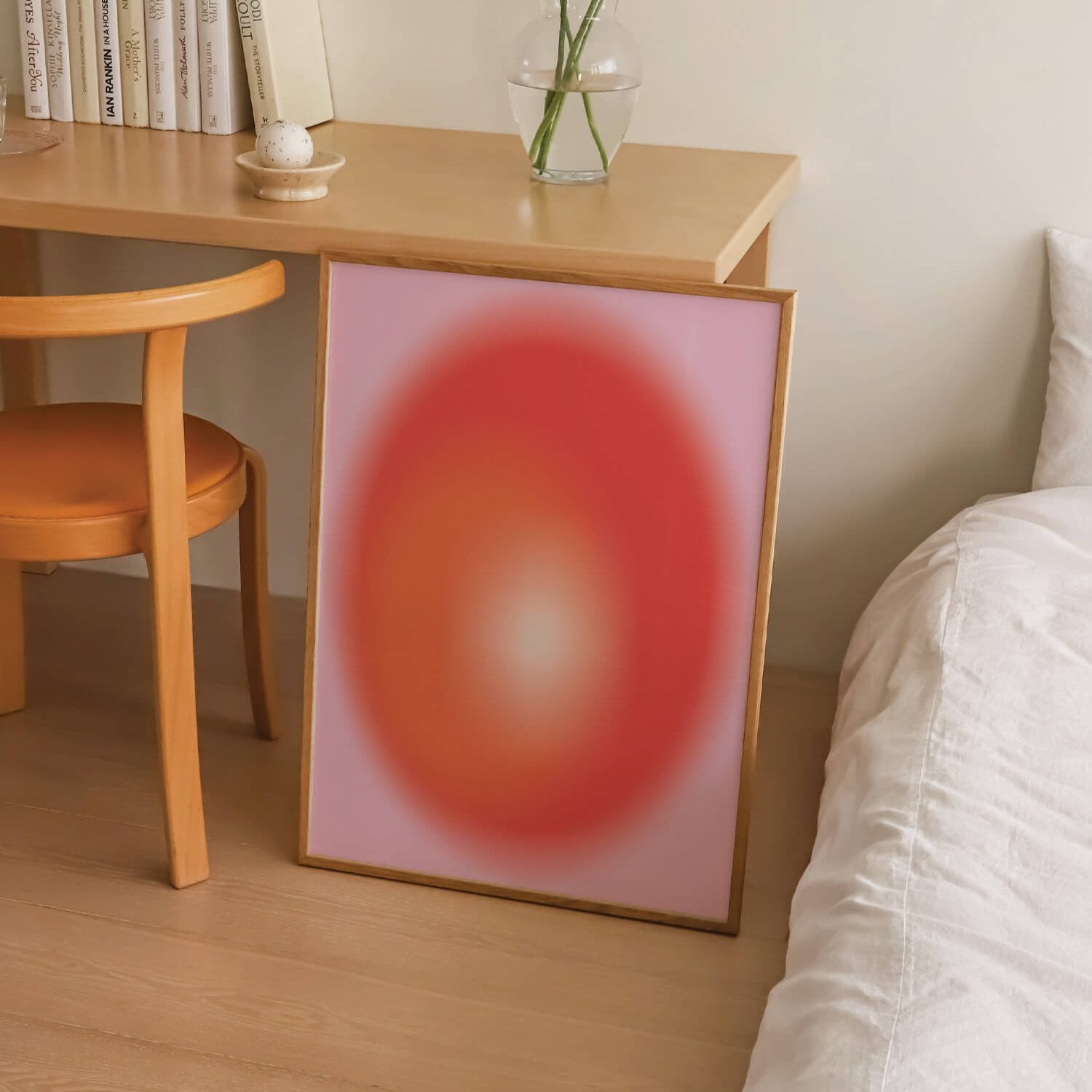 Minimalist Pink Aura Print featuring a smooth pink gradient with soft transitions, creating a calming and modern aesthetic. Perfect for contemporary and boho interiors. Get 2PrintsFor$100 that comes with Free Shipping 🚚💫 in Australia.