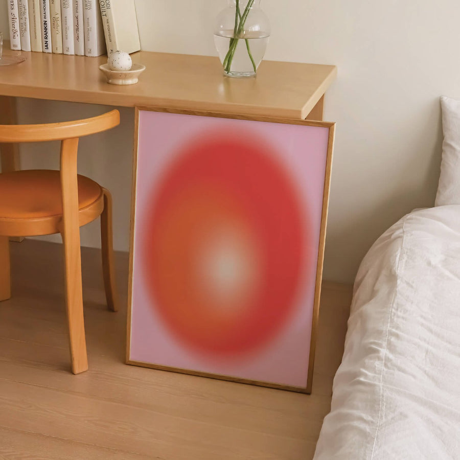 Minimalist Pink Aura Print featuring a smooth pink gradient with soft transitions, creating a calming and modern aesthetic. Perfect for contemporary and boho interiors. Get 2PrintsFor$100 that comes with Free Shipping 🚚💫 in Australia.