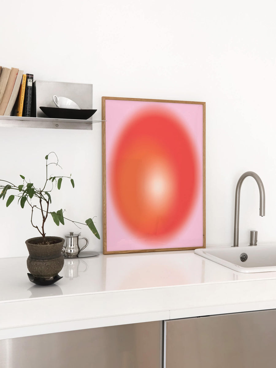 Minimalist Pink Aura Print featuring a smooth pink gradient with soft transitions, creating a calming and modern aesthetic. Perfect for contemporary and boho interiors. Get 2PrintsFor$100 that comes with Free Shipping 🚚💫 in Australia.