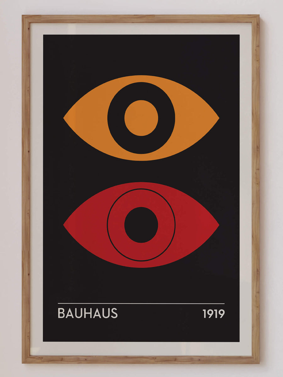 Modern Bauhaus-inspired vision art print with bold geometric shapes and vibrant colors. Perfect for adding a touch of abstract elegance to contemporary home decor. Get 2PRINTSFOR100 - Free Shipping in Australia - Different sizes available.