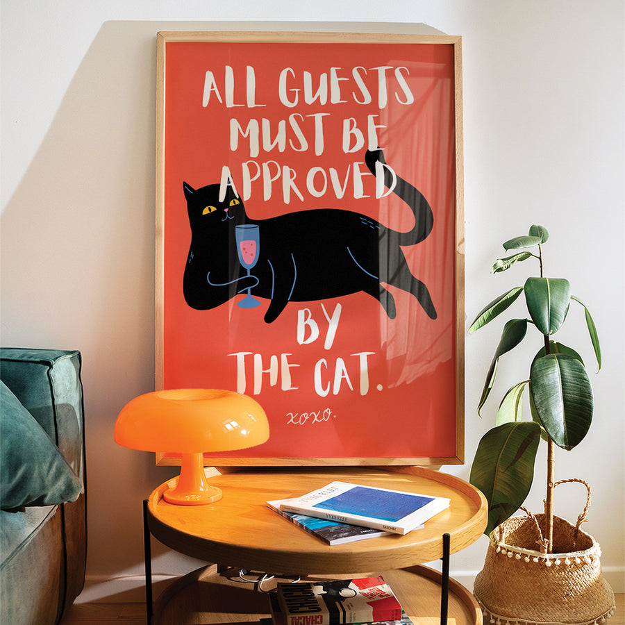 All Guests Must Be Approved By The Cat Print | Colourful Cat Poster ...