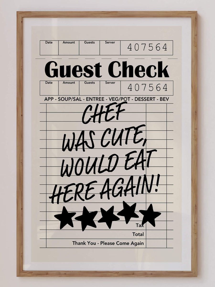 Chef Was Cute Guest Check Print