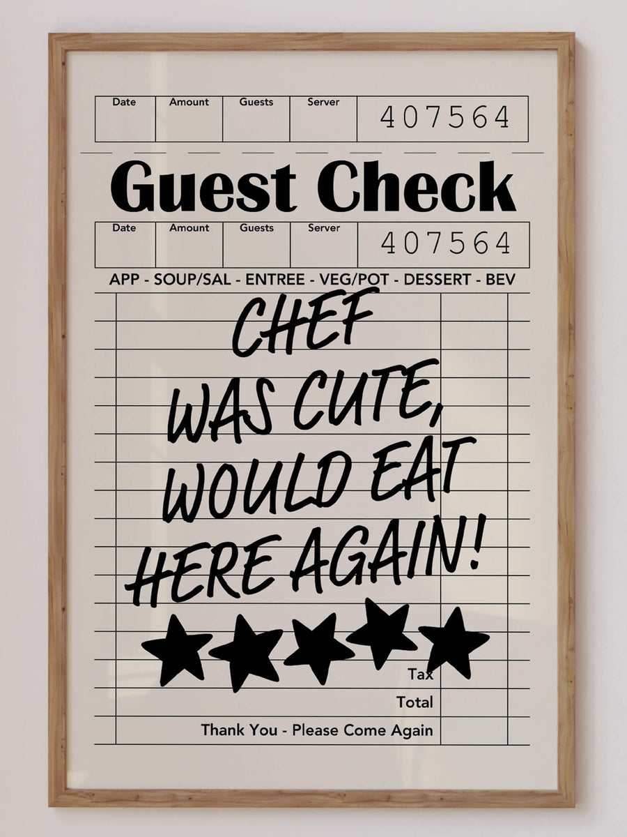 Chef Was Cute Guest Check Print
