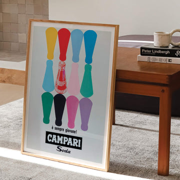 Campari Soda II Art Nouveau print showcasing vibrant retro advertising art with bold red and black tones. Perfect for vintage-inspired and stylish home decor in Australia.