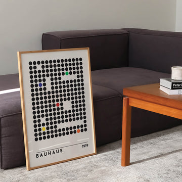 Geometric Bauhaus-inspired grid art print with sharp lines and bold shapes, designed to bring structure and modern elegance to contemporary home decor. Perfect for minimalistic and artistic interior designs.