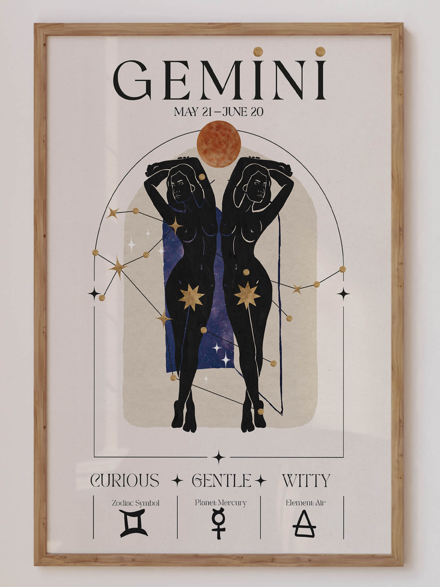 Gemini Zodiac Wall Art | Astrology Print Australia | EDGE Wall Art