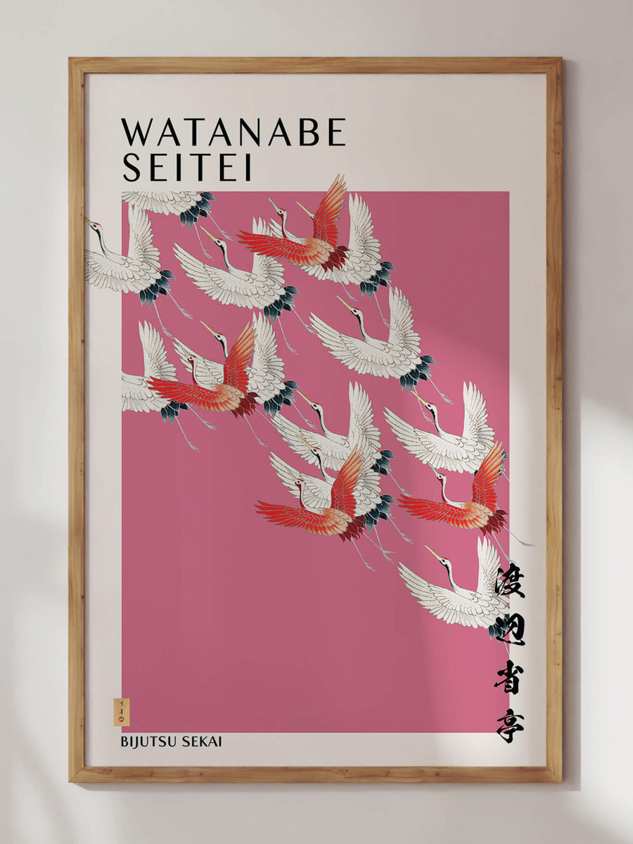 Japanese Pink Cranes Print