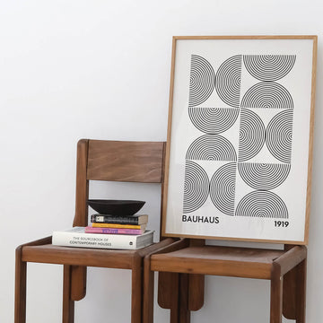 Abstract Bauhaus-inspired rhythm art print featuring dynamic lines and geometric patterns. A modern piece designed to bring energy and visual interest to contemporary home decor and minimalist interiors.