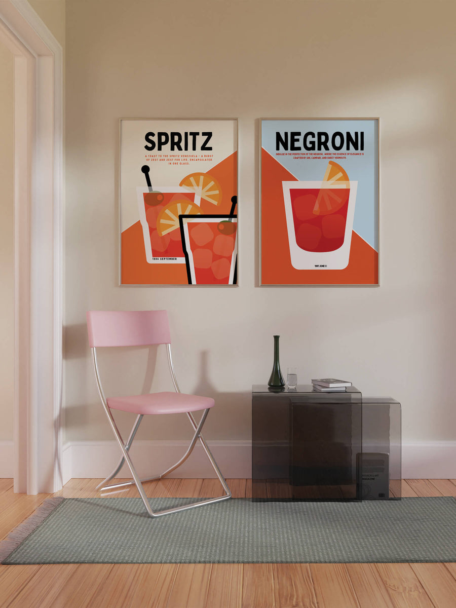 Retro Negroni Cocktail Print