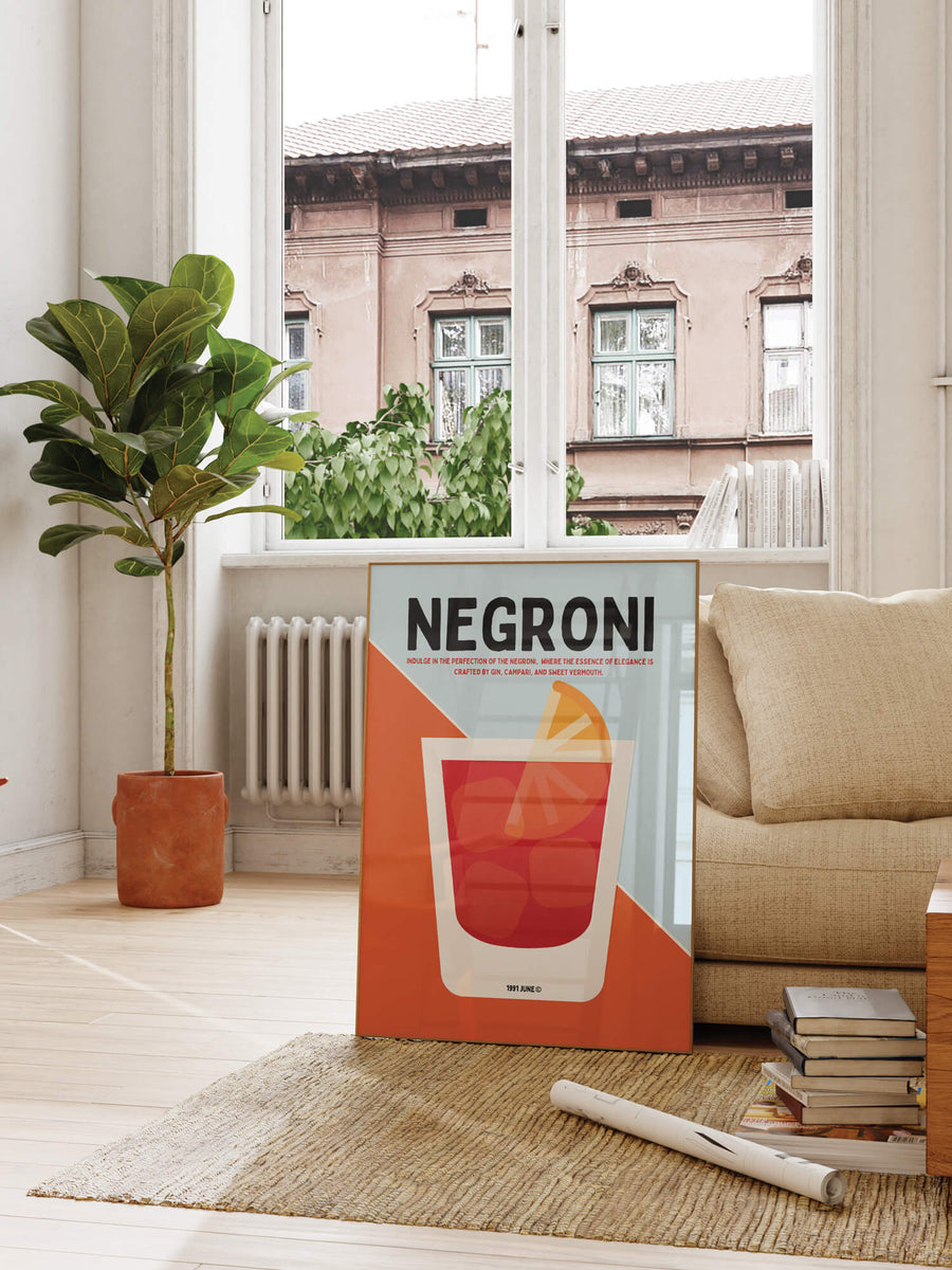 Retro Negroni Cocktail Print