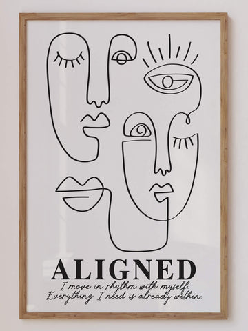 Minimal line art with the affirmation 