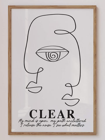 Minimal black line art print with the affirmation 