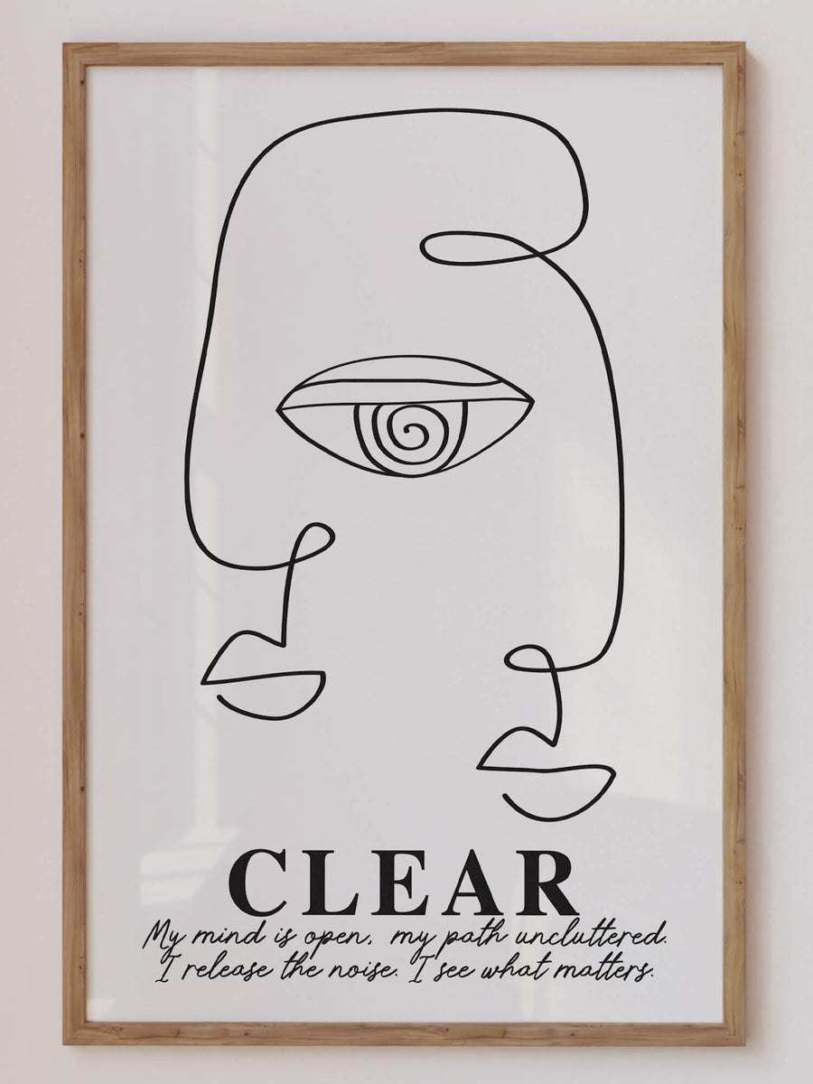 Minimal black line art print with the affirmation 