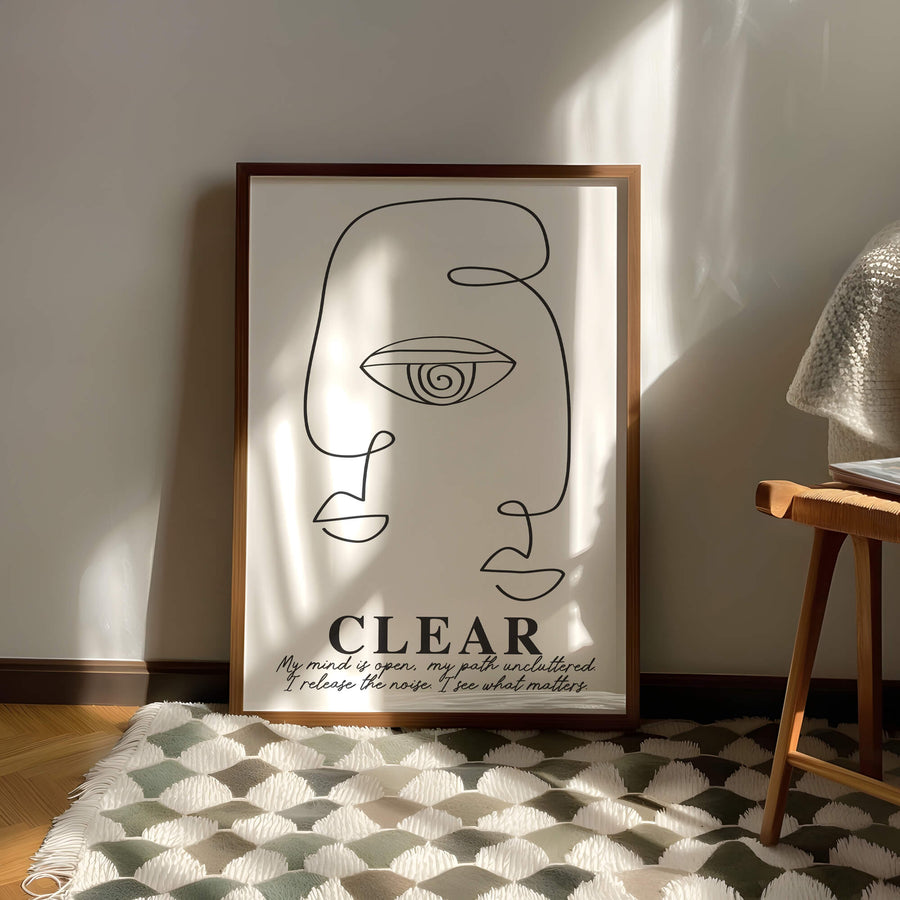 Minimal black line art print with the affirmation 