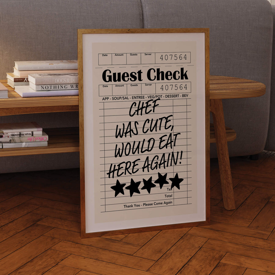 Chef Was Cute Guest Check Print