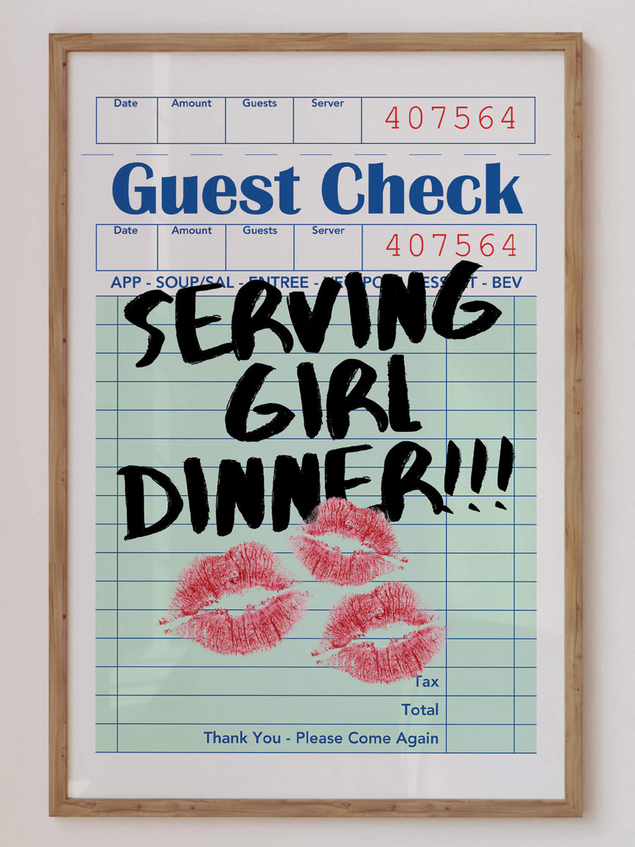 Girl Dinner Guest Check Print