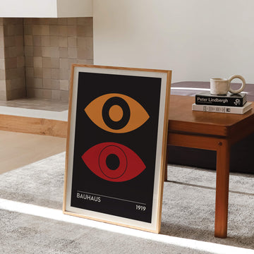 Modern Bauhaus-inspired vision art print with bold geometric shapes and vibrant colors. Perfect for adding a touch of abstract elegance to contemporary home decor. Get 2PRINTSFOR100 - Free Shipping in Australia - Different sizes available.