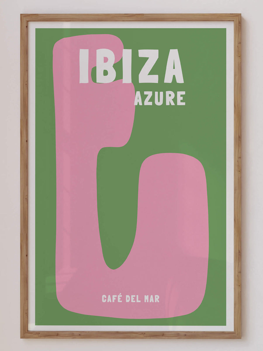 Ibiza travel print featuring Café de la Mar, a perfect addition to coastal or boho decor. Enjoy free shipping and special offers like 'Get 2 for $100' on selected prints.