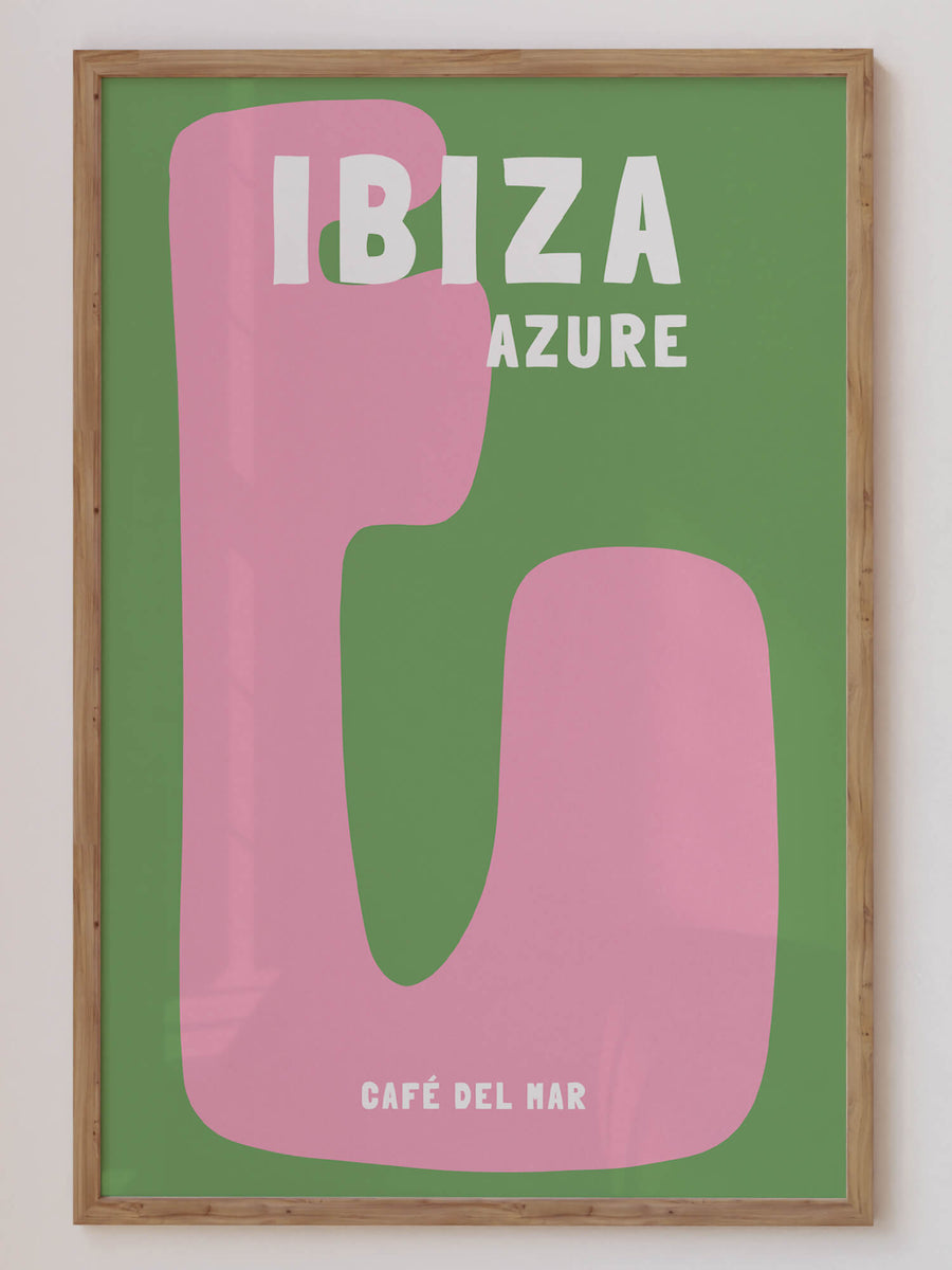 Ibiza travel print featuring Café de la Mar, a perfect addition to coastal or boho decor. Enjoy free shipping and special offers like 'Get 2 for $100' on selected prints.