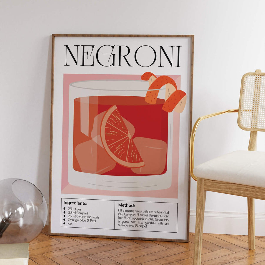 Negroni Cocktail Guide Print
