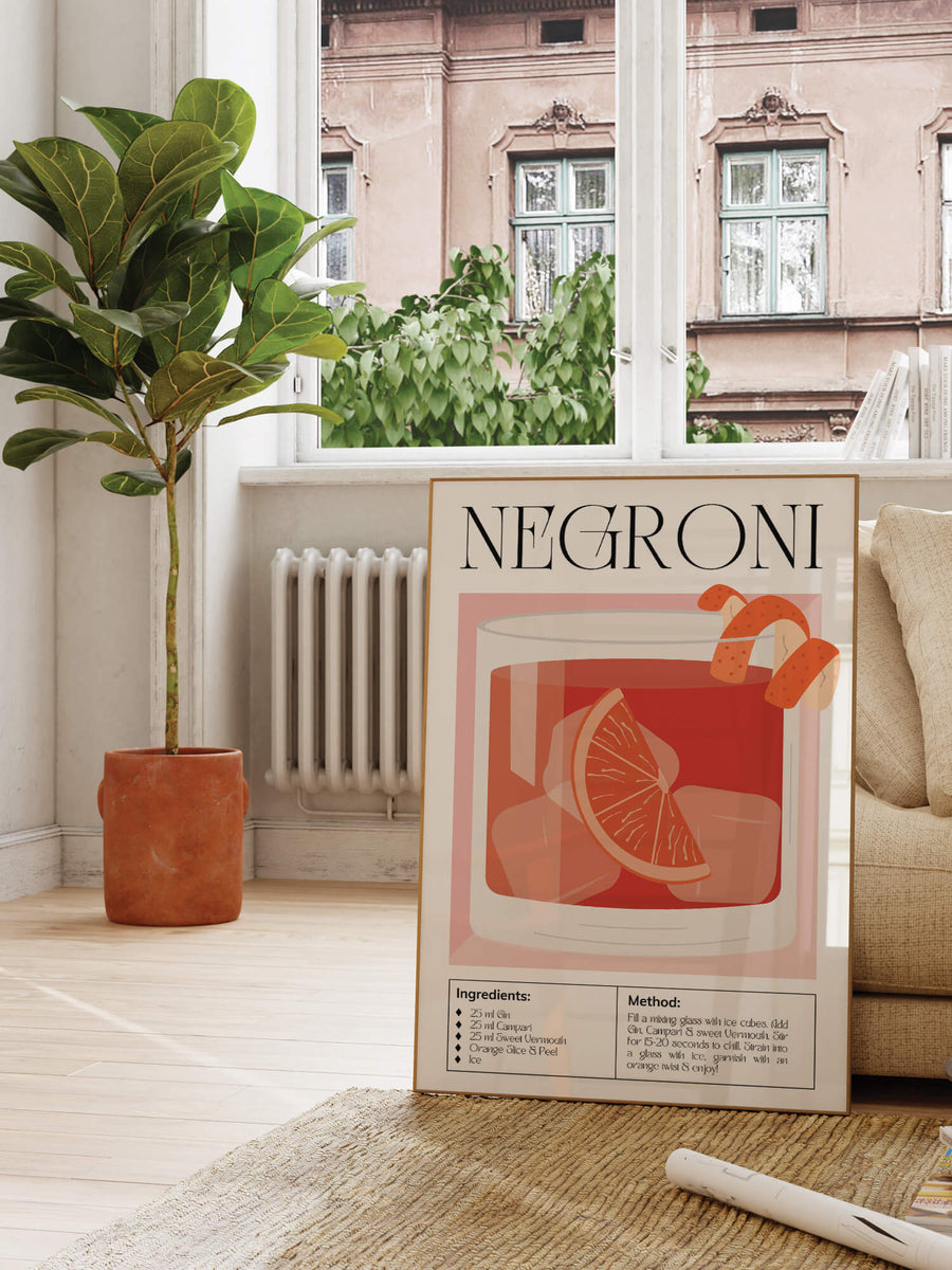 Negroni Cocktail Guide Print