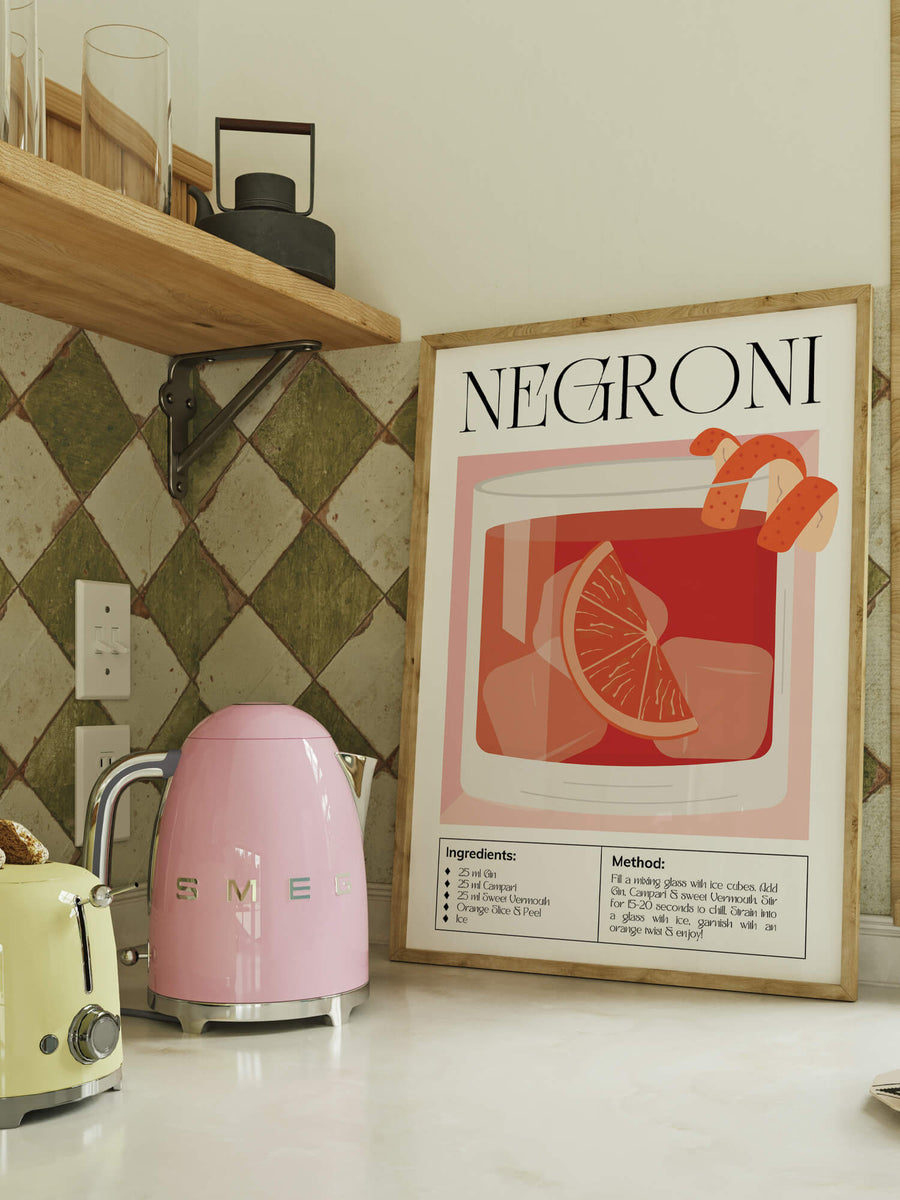 Negroni Cocktail Guide Print