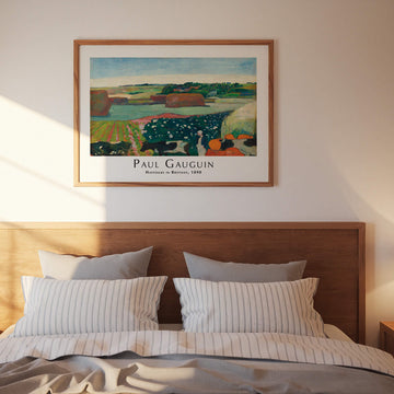 Paul Gauguin’s Haystacks in Brittany (1890) – a colourful French countryside art print, perfect for modern homes. Wall Art Australia by EDGE Wall Art.