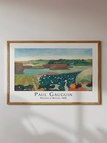Paul Gauguin’s Haystacks in Brittany (1890) – a colourful French countryside art print, perfect for modern homes. Wall Art Australia by EDGE Wall Art.