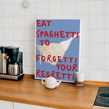 Spaghetti Regretti Print funky retro kitchen wall art poster – EDGE Wall Art Australia, Get 2PrintsFor$100 that comes with Free Shipping 🚚💫 in Australia