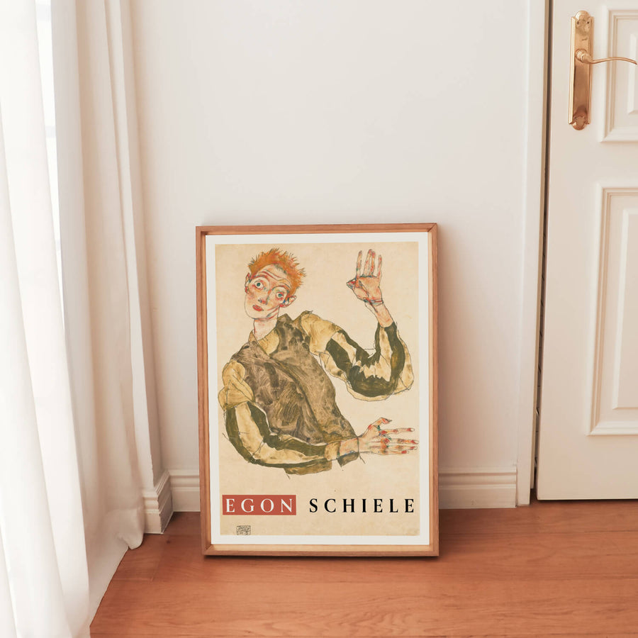 Striped Sleeves by Egon Schiele Print