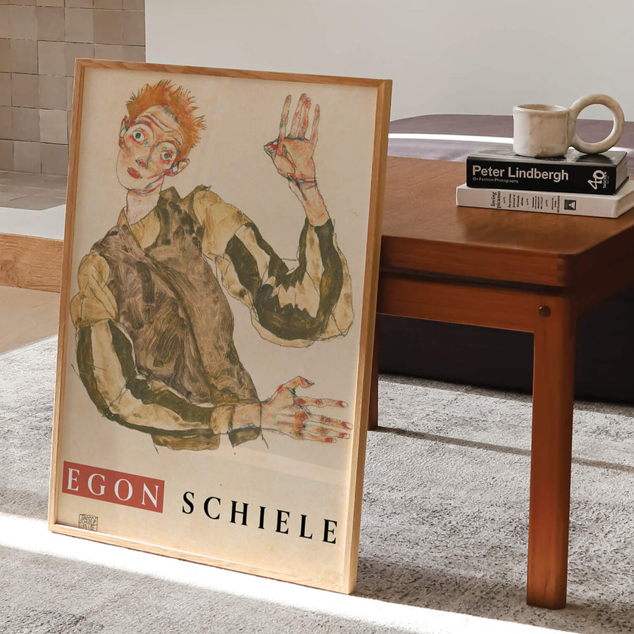 Striped Sleeves by Egon Schiele Print