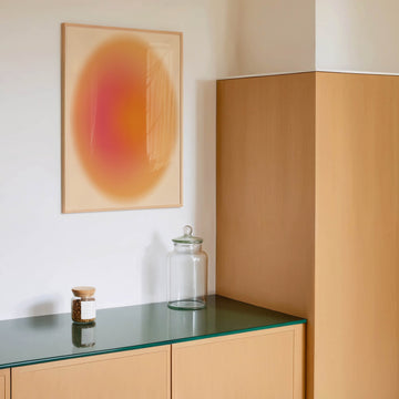 Summer Orange Aura Wall Art Print featuring warm orange and pink tones in a soft gradient design. Dreamy minimal artwork. Get 2 Prints for $100 with Free Shipping 🚚💫 in Australia.