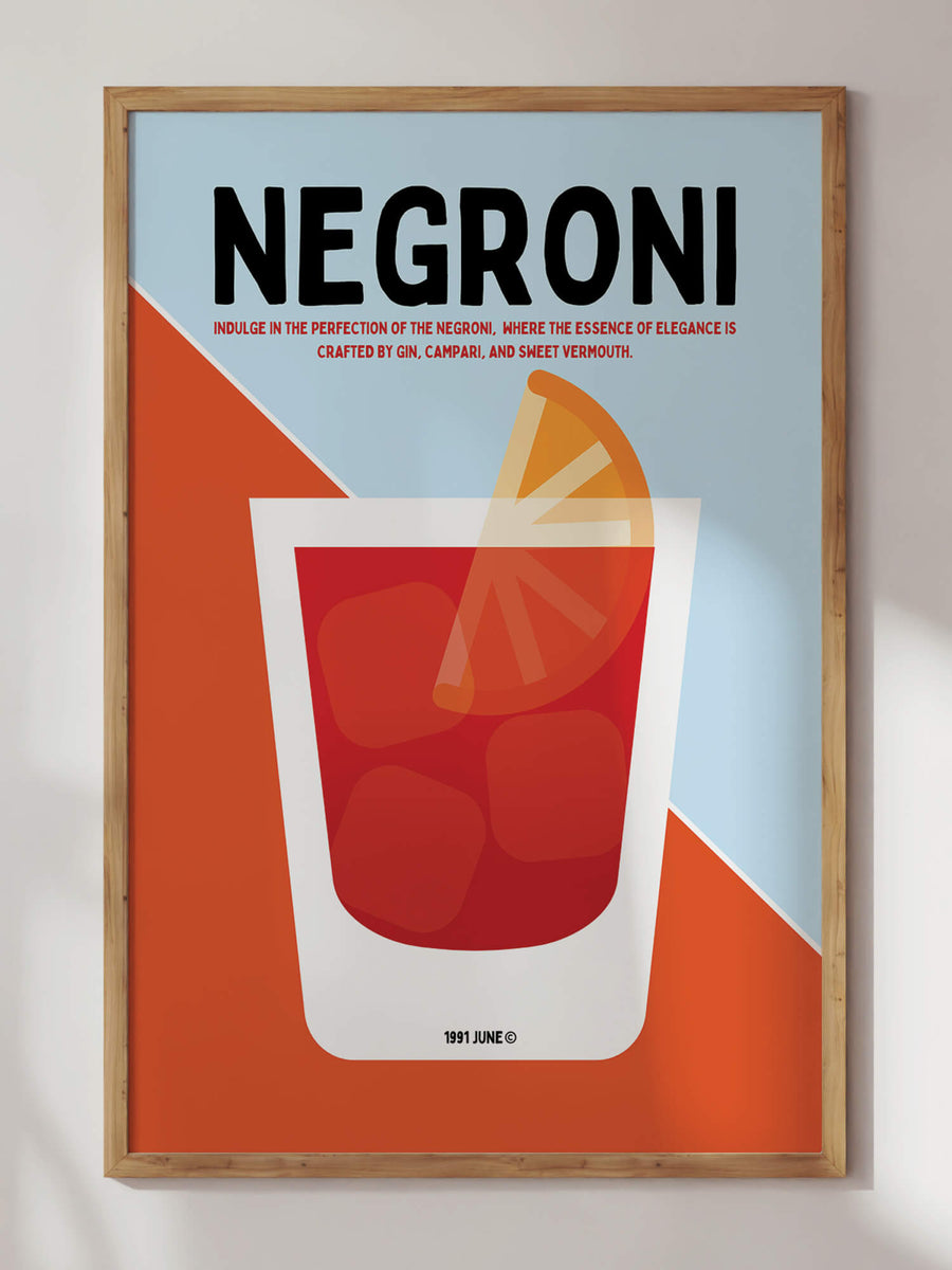Retro Negroni Cocktail Print
