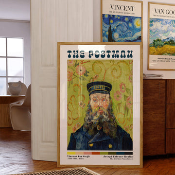 The Postman' print featuring a bold and artistic design, inspired by Van Gogh, perfect for funky modern home decor. Get 2PrintsFor$100 that comes with Free Shipping 🚚💫 in Australia.