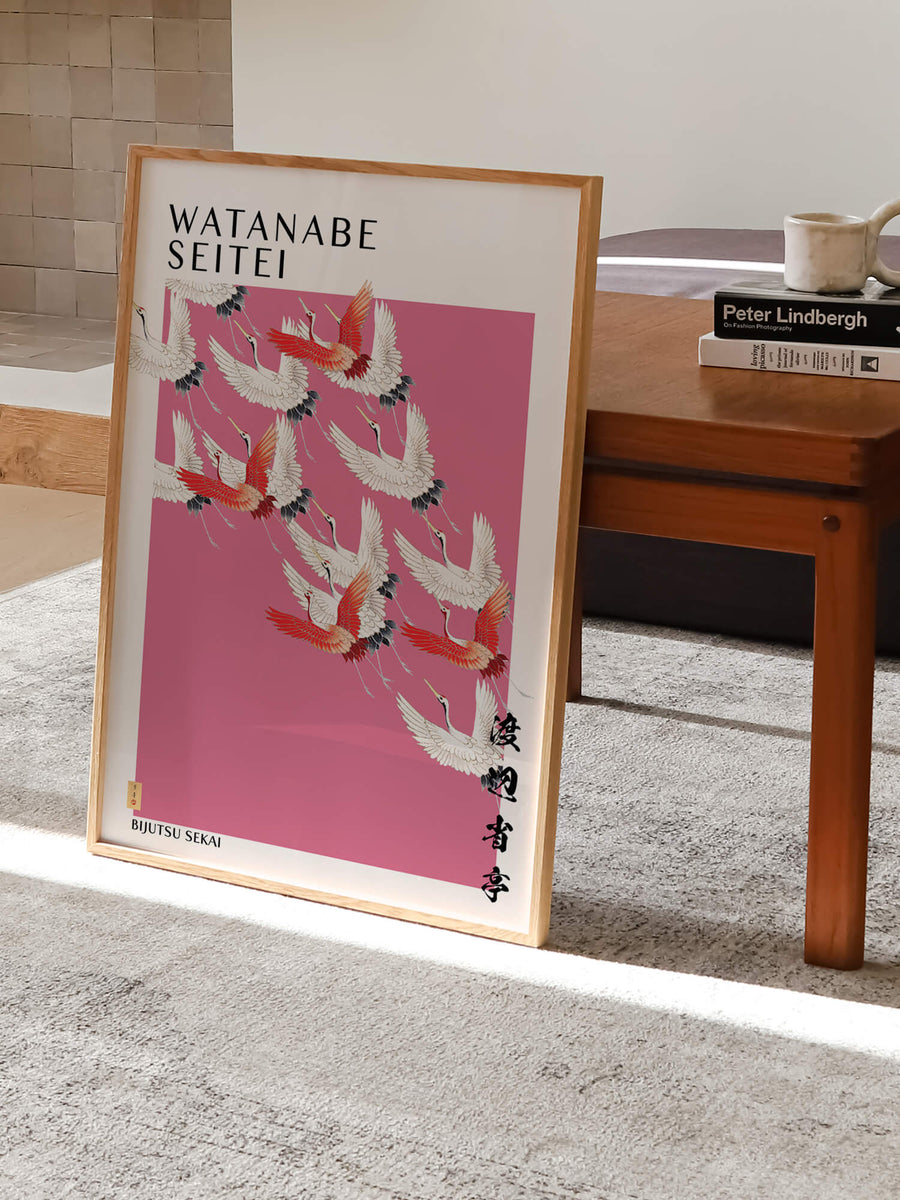 Japanese Pink Cranes Print